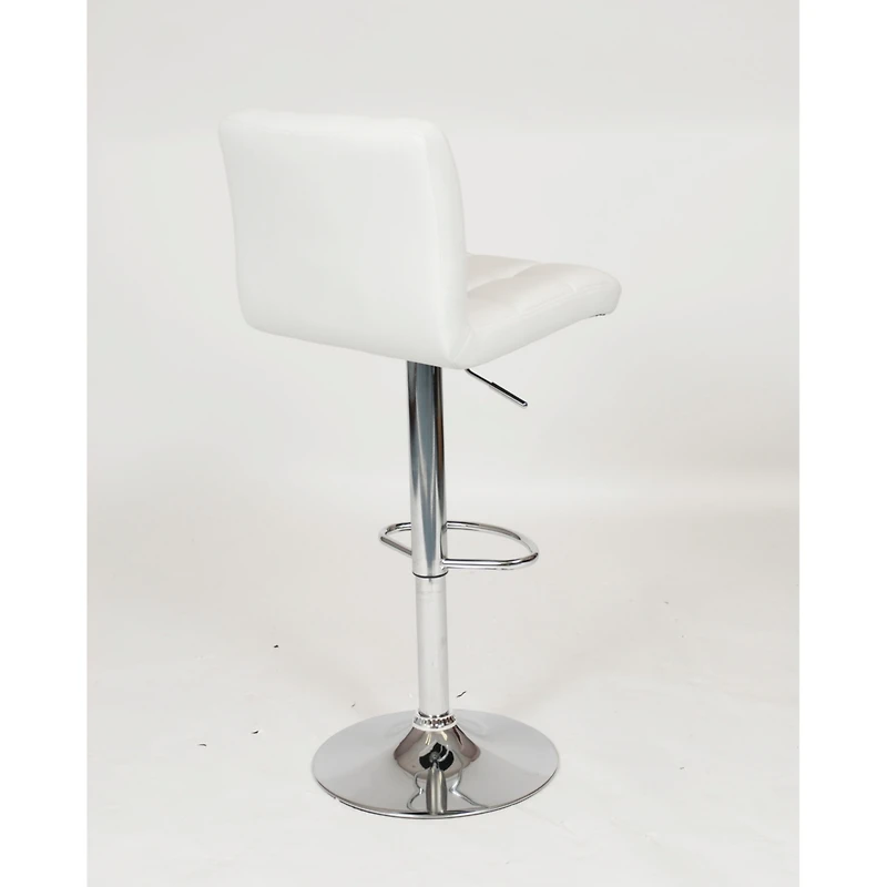 Simplie Fun Faux Leather Adjustable Hydraulic Bar Stool, Set of 2, White