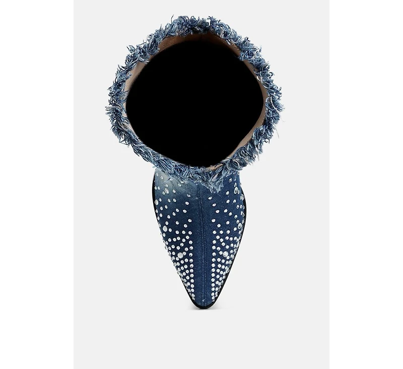 Savant Diamante & Rhinestones Denim Boots