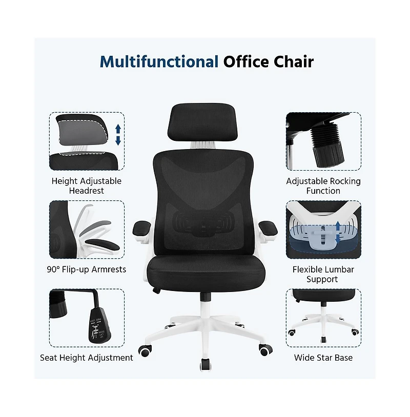 Yaheetech High Back Office Chair with 90° Flip-up Armrest