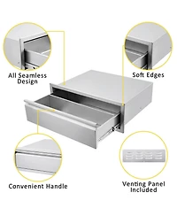 gaomon 30W x 23D x 10H Inch Outdoor Kitchen Drawer with Divider, Stainless Steel Single Bbq Drawer