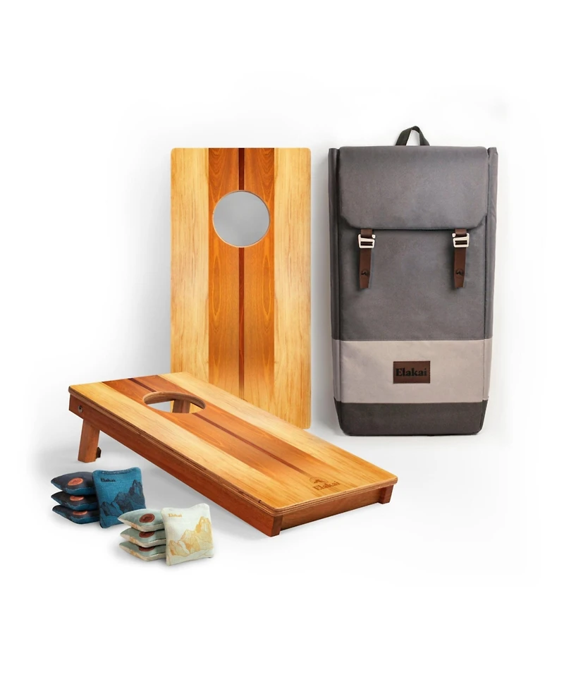 Elakai 1ft x 2ft Woody Compact Travel Cornhole Board Set