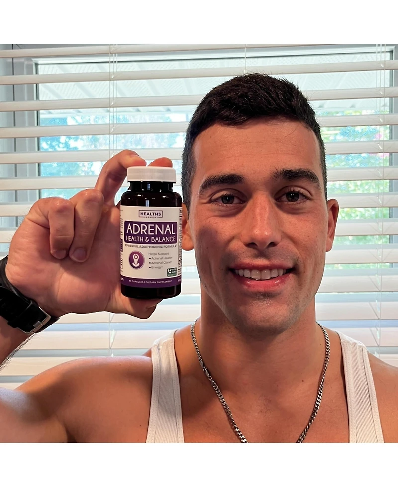 Healths Harmony Adrenal Health Capsules, Cortisol Manager & Stress Relief with L-Tyrosine & Ashwagandha, Fatigue Supplement, Health's Harmony, 60ct