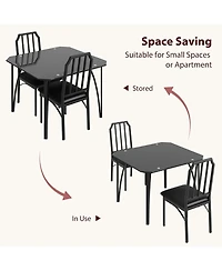 gaomon Modern Glass Dining Table Set with Upholstered Chairs, Chamfered Edge, Durable Tempered Glass, Small Apartment