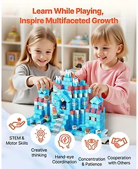 Mecale Magnetic Blocks, 150-Piece Glacier Castle Magnetic Cube Building Set for Kids Ages 3