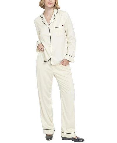 Elle Collection Women's Satin Pj Set Long Pajama