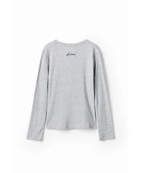 Desigual Girls Girls's Ribbed T-shirt with flower illustration