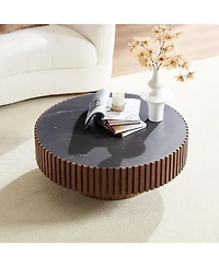Streamdale Furniture Nesting Round Sintered Stone Coffee Table - Walnut