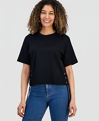 I.n.c. International Concepts Petite Lace-Up T-Shirt, Macy's Exclusive
