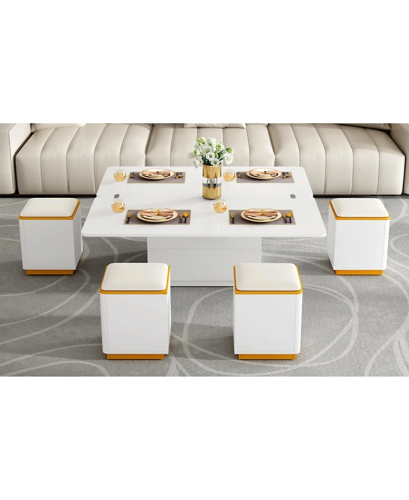 Streamdale Furniture Lift-Top Coffee Table with 4 Stools