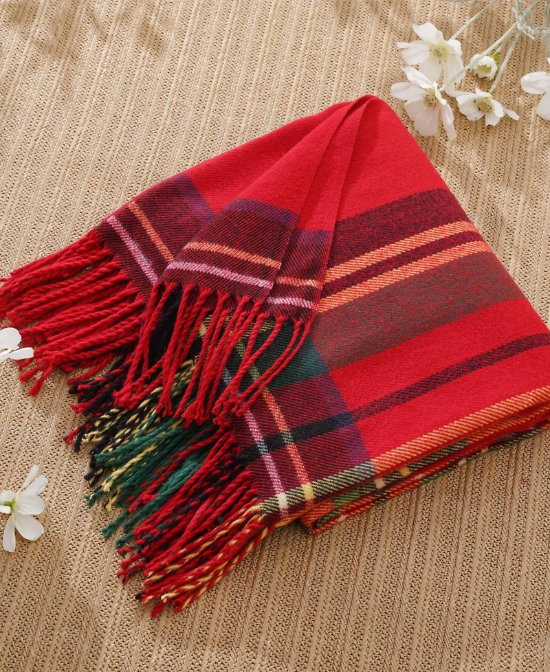 Happycare Textiles Yarn-Dyed Woven Plaid Fringe Throw, 60" x 50"