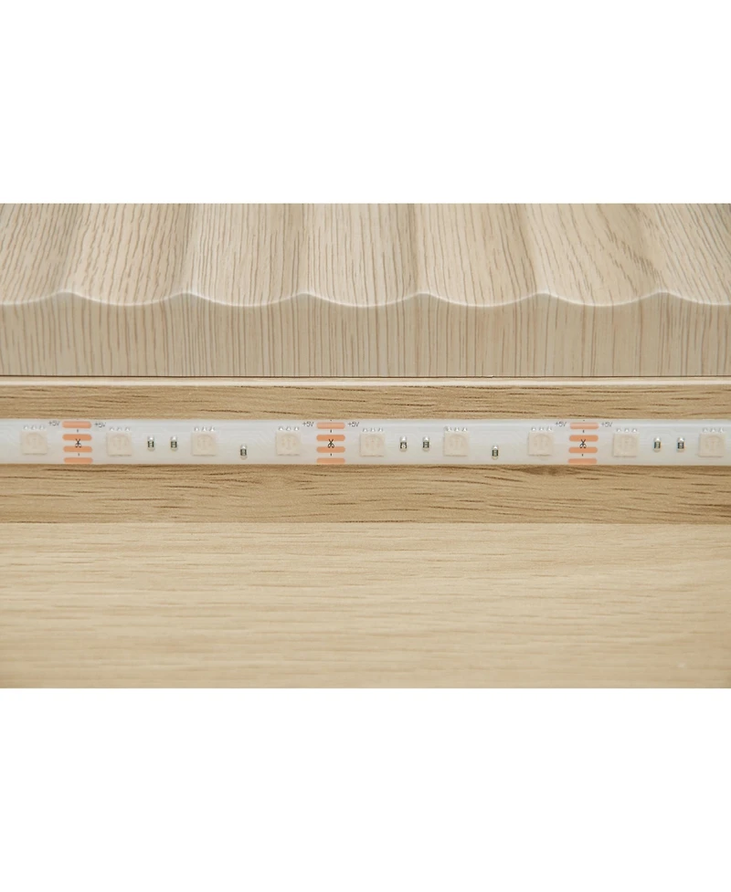 Streamdale Furniture Fluted 6-Drawer Double Dresser with Led