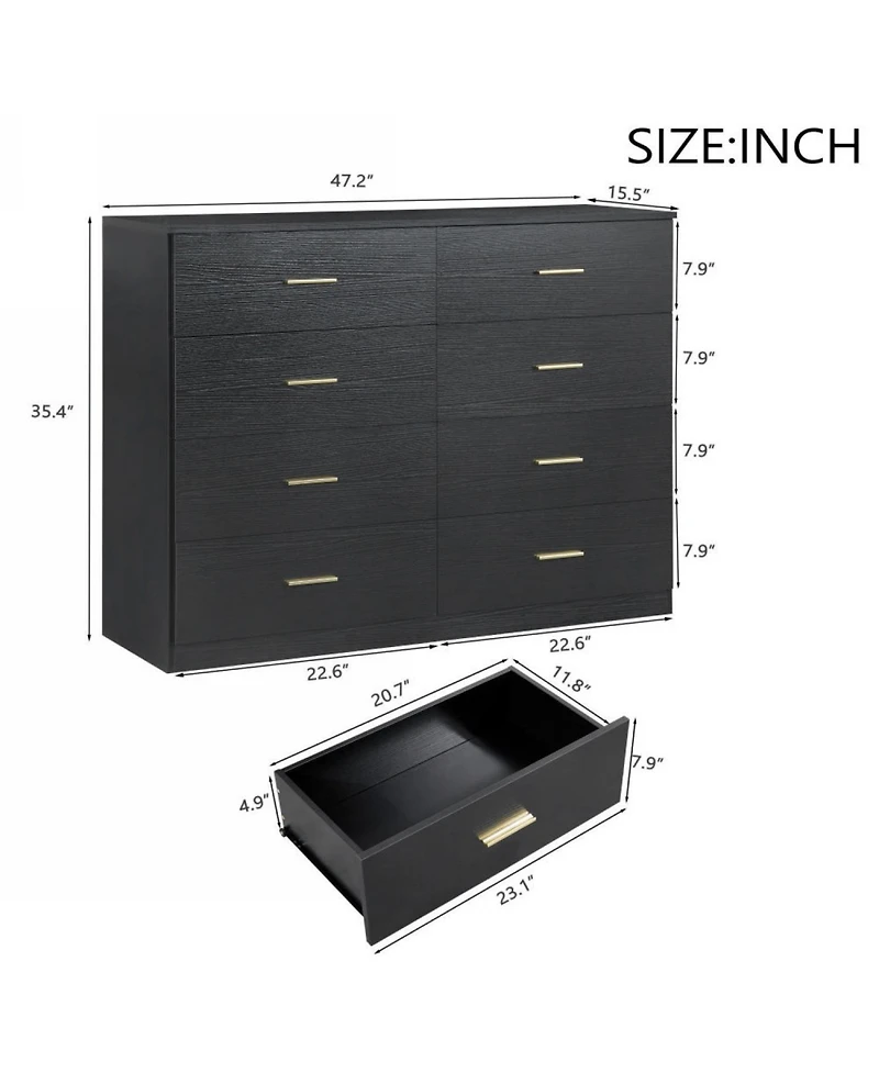 Streamdale Furniture Modern 8-Drawer Black Dresser