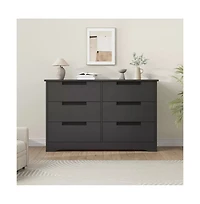 gaomon 6-Drawer Modern Wood Dresser Bedroom Double Chest Organizer with Embedded Handles Storage Cabinet for Living Room, Nursery