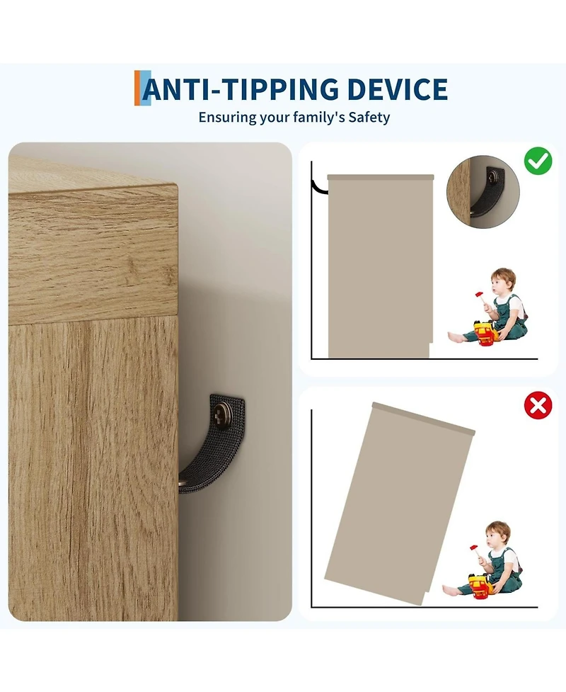 gaomon 4-Drawer Wood Modern Dresser with Wardrobe Closet and Hanging Rod