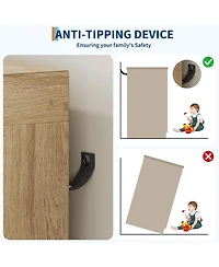 gaomon 4-Drawer Wood Modern Dresser with Wardrobe Closet and Hanging Rod