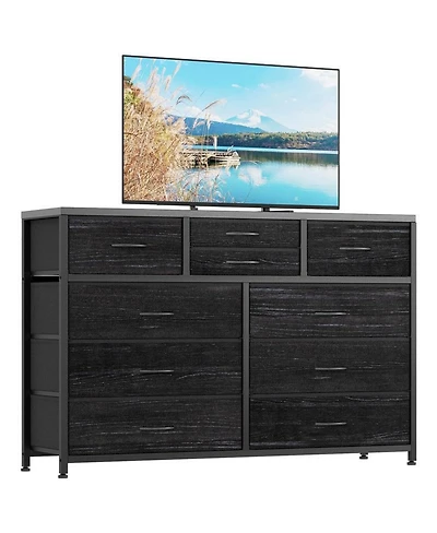gaomon 10-Drawer Modern Fabric Dresser for Bedroom, Large Storage Chest, 45" Tv Stand, Living Room, Hallway Organizer