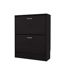 Fm Furniture Ozzy Shoe Cabinet, 2 Tilt-Out Doors, Slim Design, Internal Supports, Modern Style, Wenge