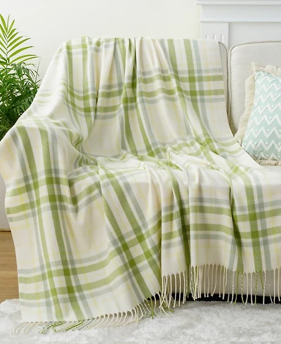 Happycare Textiles Yarn-Dyed Woven Plaid Fringe Throw, 60" x 50"