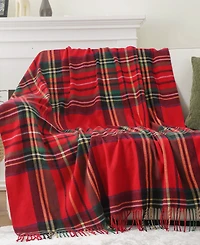 Happycare Textiles Yarn-Dyed Woven Plaid Fringe Throw, 60" x 50"