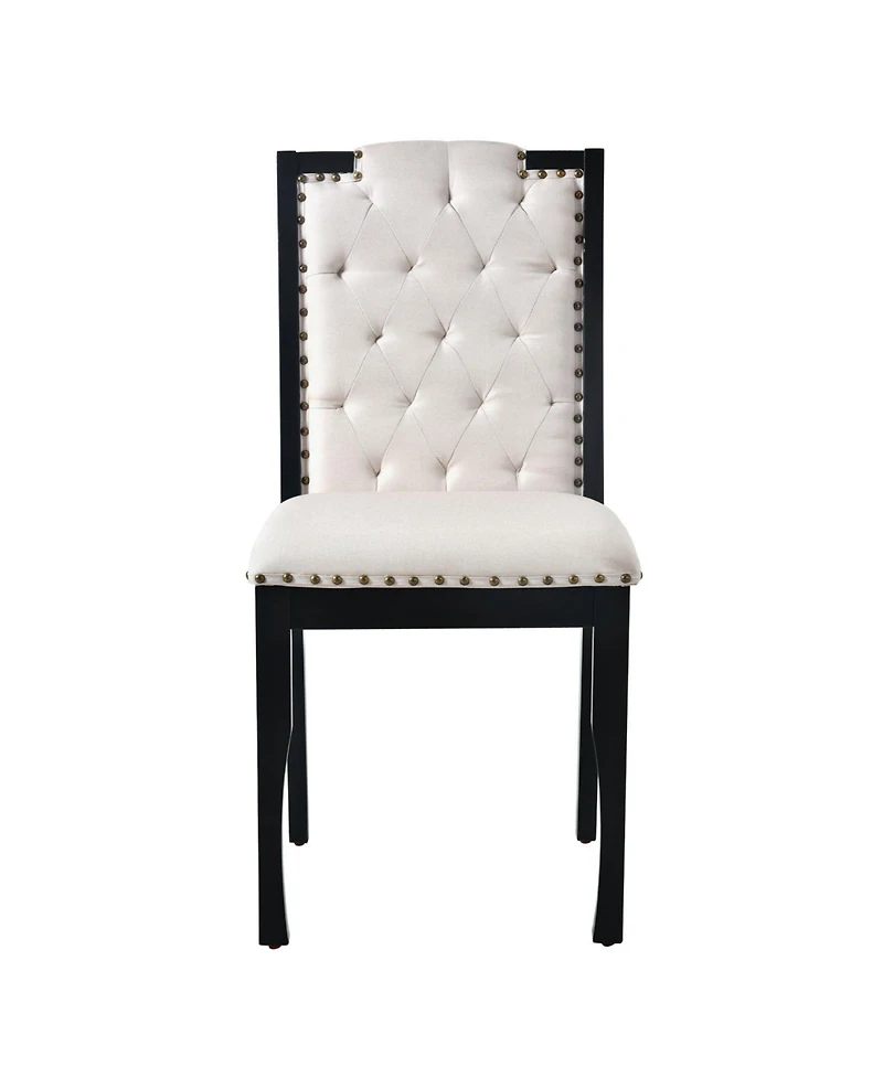 Streamdale Furniture 6-Piece Dining Table Set- 60" Table, 4 Tufted Chairs & Bench (Black)