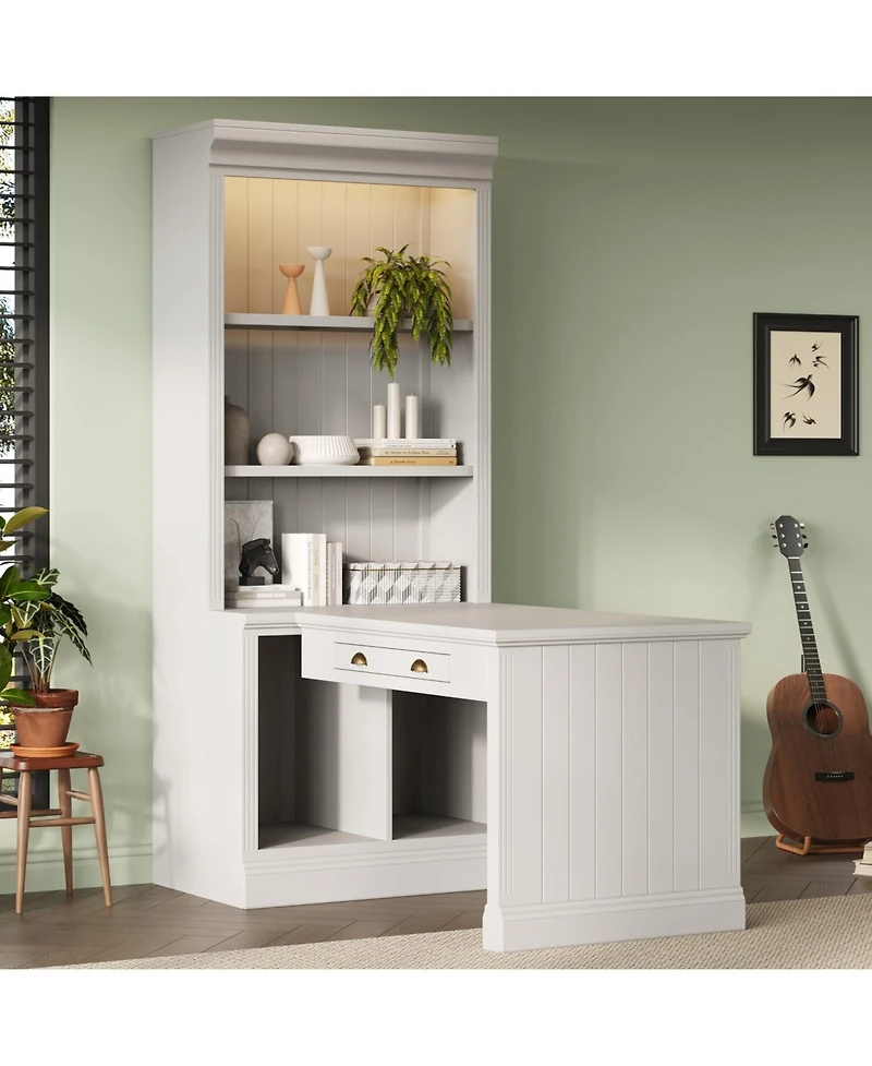 Streamdale Furniture Bookshelf with Desk & Lighting