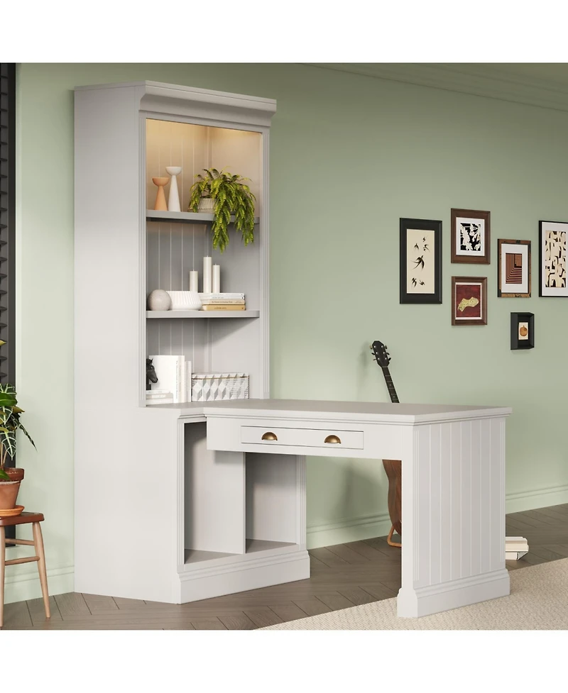 Streamdale Furniture Bookshelf with Desk & Lighting