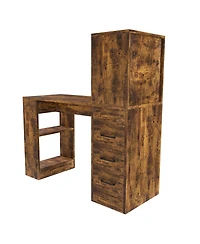 Streamdale Computer Desk with Socket, Drawers & Shelves - Carbonized Wood