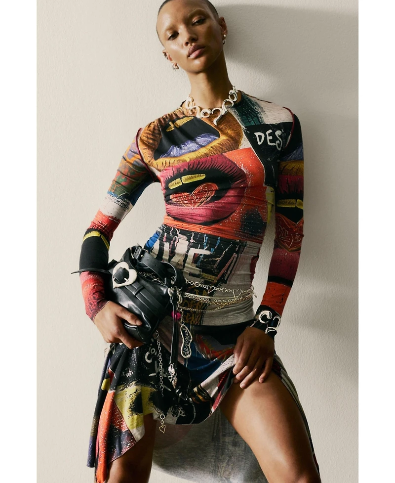 Desigual Women's Printed Dress With Lips