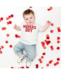 Sweet Wink Little Boys Mama's Boy Varsity Patch Valentine's Day Short Sleeve T-Shirt