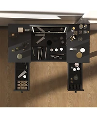 Streamdale Furniture Elegant Vanity Table with Led Lights, Flip-Top Mirror and 2 Drawers, Jewelry Storage for Women Dressing