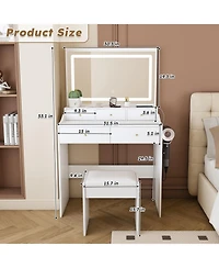 Streamdale Furniture Modern Vanity Desk with Lighted Mirror & Outlet