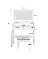 Streamdale Furniture Modern Vanity Desk with Lighted Mirror & Outlet