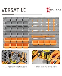 Durhand 44 Piece Wall Mounted Pegboard Tool Organizer Rack Kit,