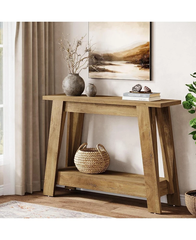 Tribesigns 41.3" Farmhouse Console Table, 2-Tier Wooden Entryway Table