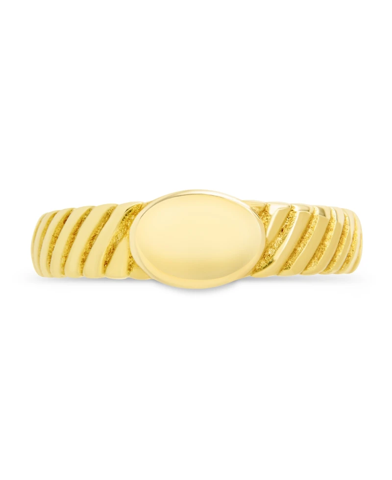 Sterling Forever Dixie Ribbed Signet Ring