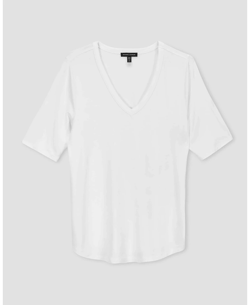 Universal Standard Plus Lily Liquid Jersey V-Neck Stovepipe Tee