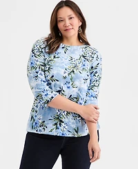 Style & Co Plus Size Pima Cotton 3/4-Sleeve Top, Exclusively at Macy's