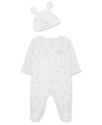 Little Me Baby Girls' My 1st Easter Round Neck Footie and Hat
