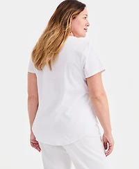 Style & Co Plus Size Perfect Crewneck Short-Sleeve Top, Macy's Exclusive