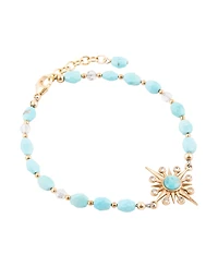 Barse Celestial Blue Turquoise Golden Beaded Bracelet