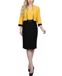 Ny Collection Petite 3/4 Sleeve 2 Piece Colorblocked Dress Set