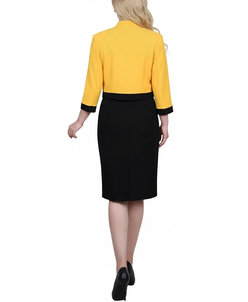 Ny Collection Petite 3/4 Sleeve 2 Piece Colorblocked Dress Set