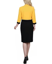 Ny Collection Petite 3/4 Sleeve 2 Piece Colorblocked Dress Set