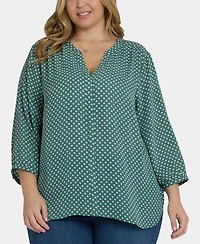 Nydj Plus Pintuck 3/4 Sleeve Top