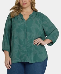 Nydj Plus Pintuck 3/4 Sleeve Top