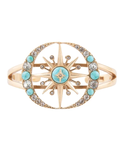 Barse Celestial Blue Turquoise Golden Cuff Bracelet