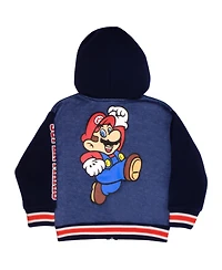 Mario Little Boys Super Hooded Fleece Varsity Jacket