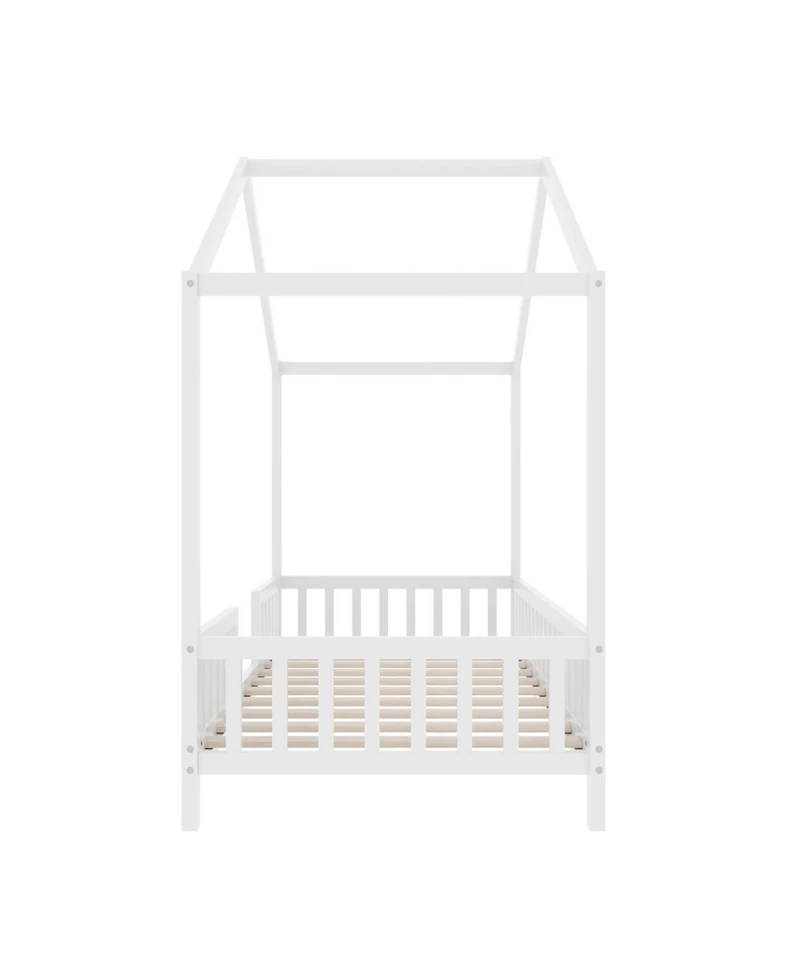 Streamdale Furniture Montessori Floor Bed with Canopy, Twin Frame for Kids