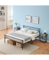 gaomon Queen Metal Platform Bed with Heart-Design Headboard and Footboard, Strong Frame for Girls/Boys
