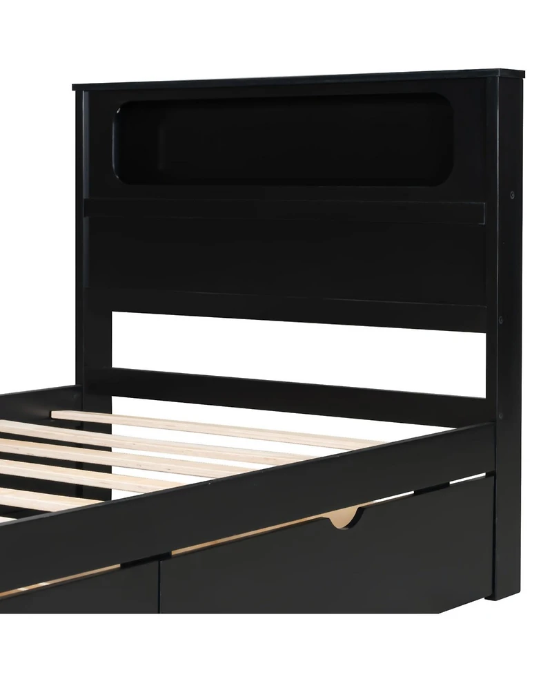 Streamdale Twin Size Gaming Bed with Led Headboard, Desk, Usb & Storage, Black